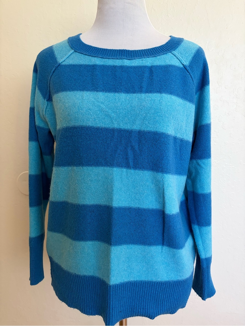 Caslon Blue Striped Crewneck Sweater